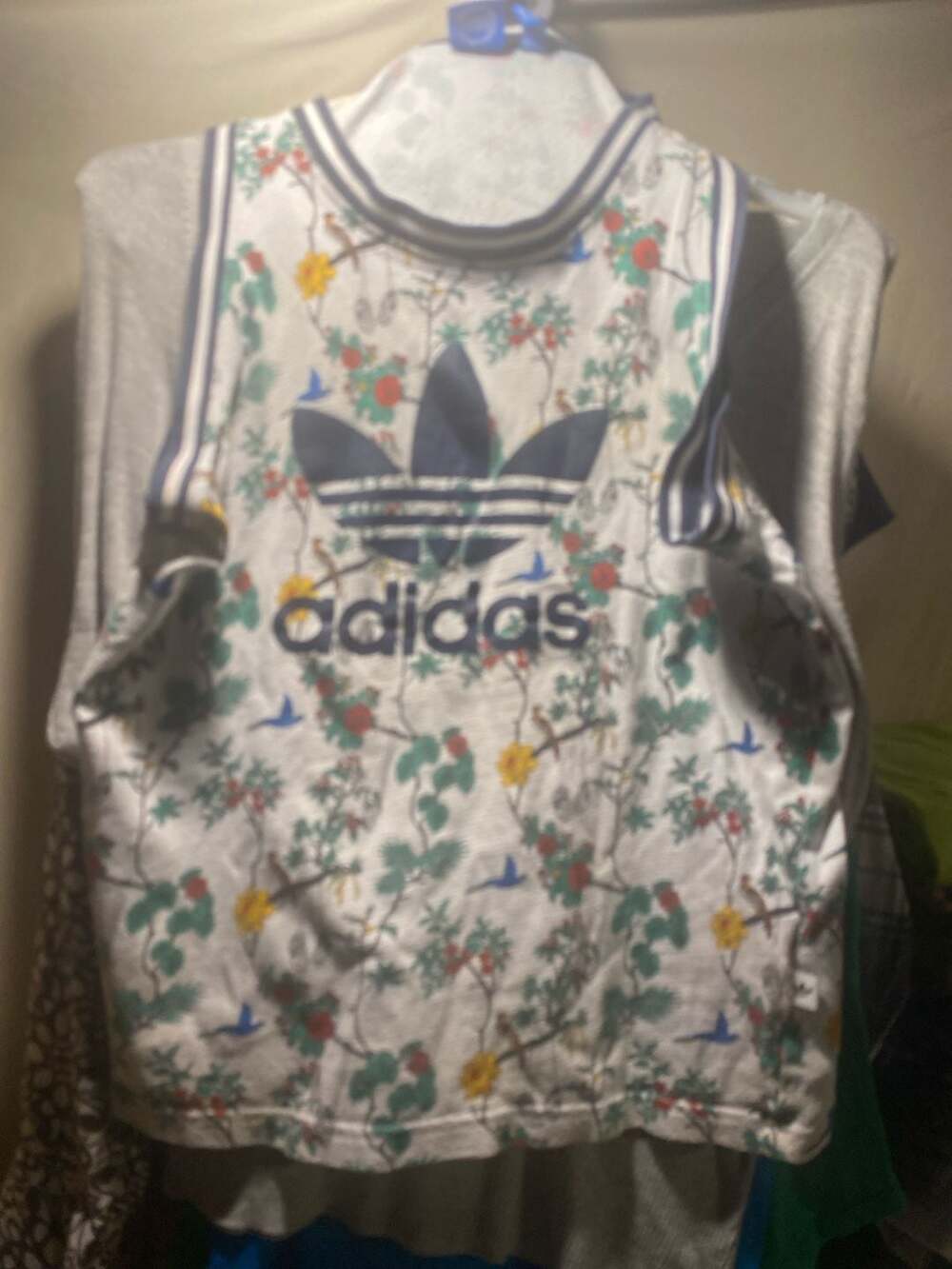 adidas Originals x Pharrell Williams You're Awake Floral Mesh Tank Top